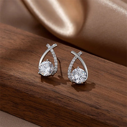 Shiny Ribbon Stud Earrings