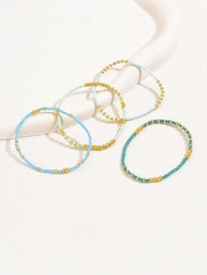 4pc Handmade Oceanic Bead Bracelets