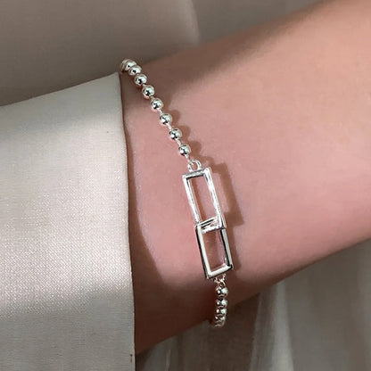 Sterling Silver Geometric Square Beads Bracelet