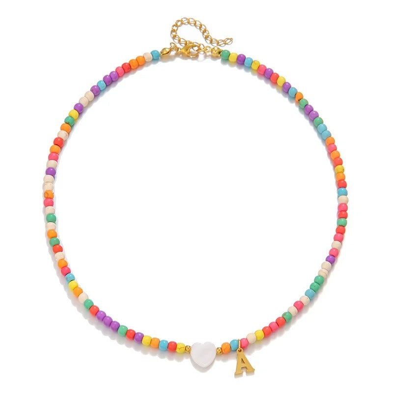Colorful Initial Heart Necklace