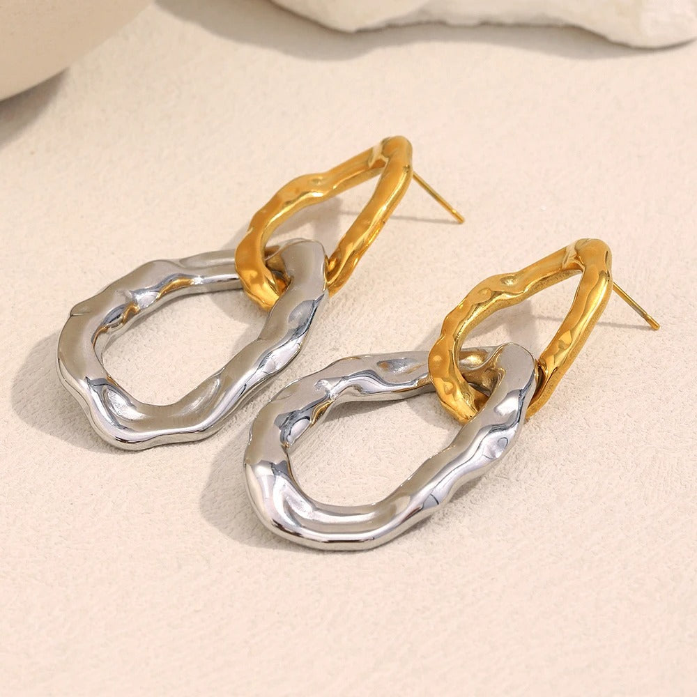 Exaggerated Double Hoops Stud Earrings