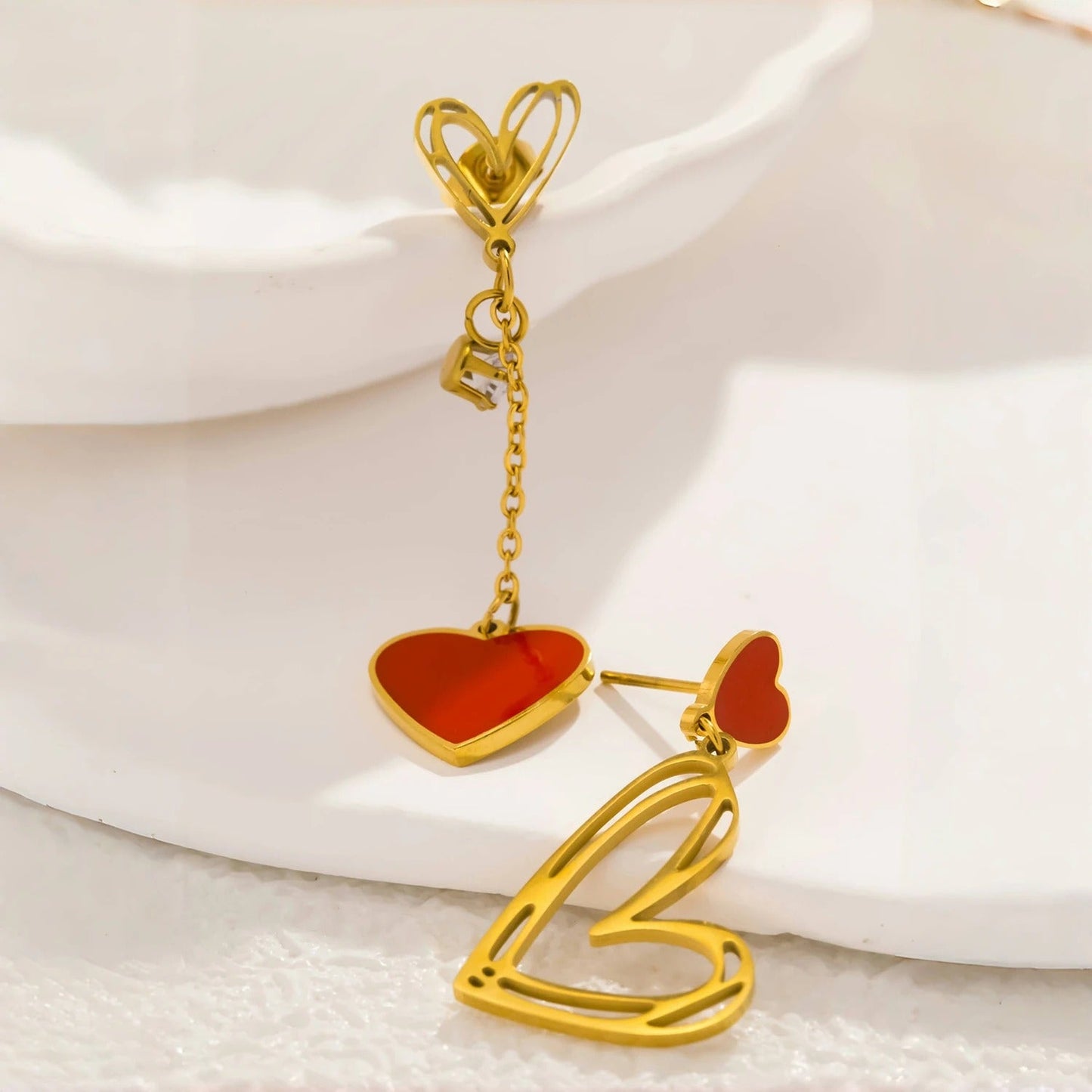 Asymmetric Heart Tassel Earrings