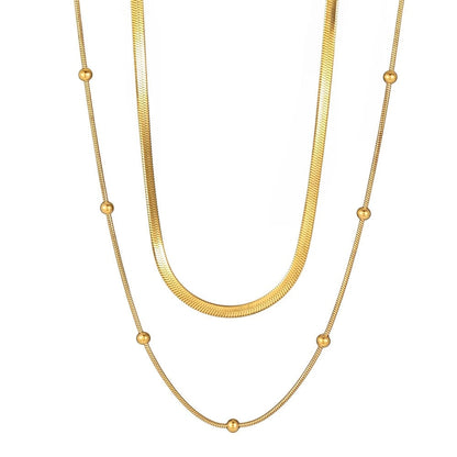 2 Layer Circular Bead Snake Bone Necklace