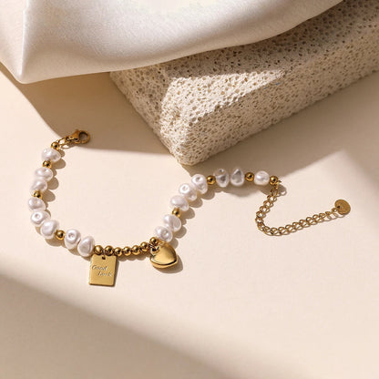"Good Luck" Tagged Pearl Bracelet