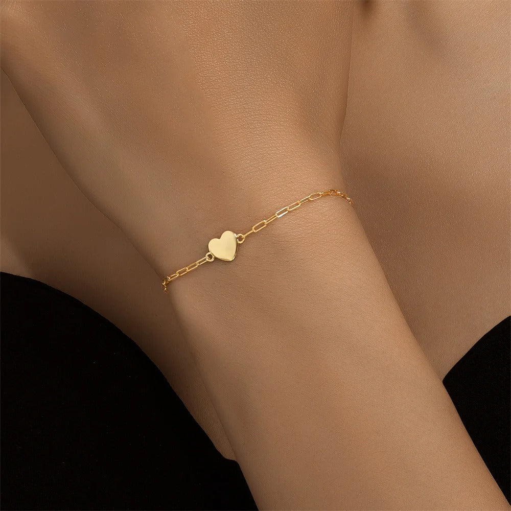 Dainty Heart Paper Clip Bracelet