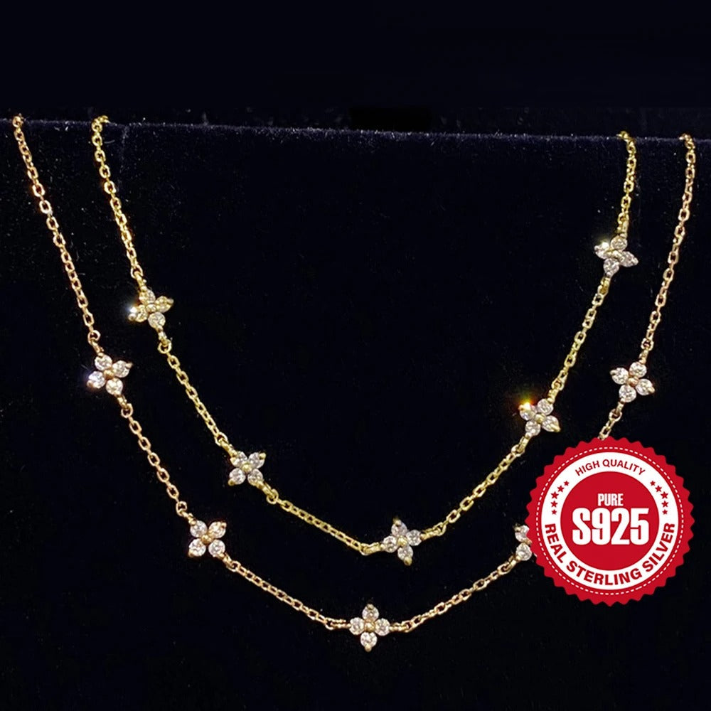 Sterling Silver Diamond Flower Bracelet