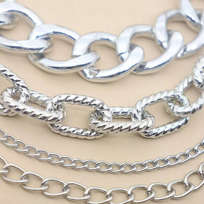 4pc Chunky Link Chain Bracelet Stack