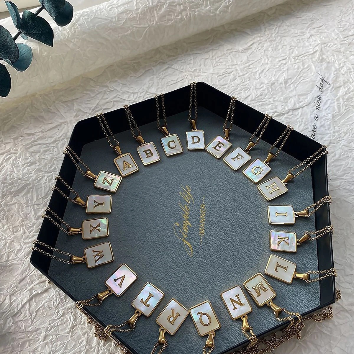 Rectangle Letter Initial Necklace