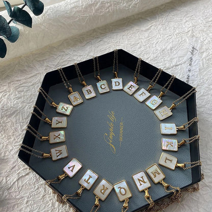 Rectangle Letter Initial Necklace