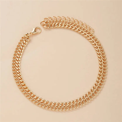 Double Layer Thick & Thin Anklet Set