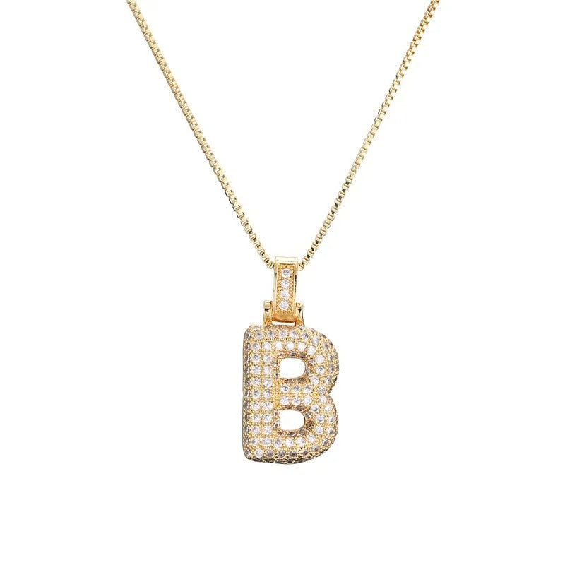Diamond Bubble Initial Necklace
