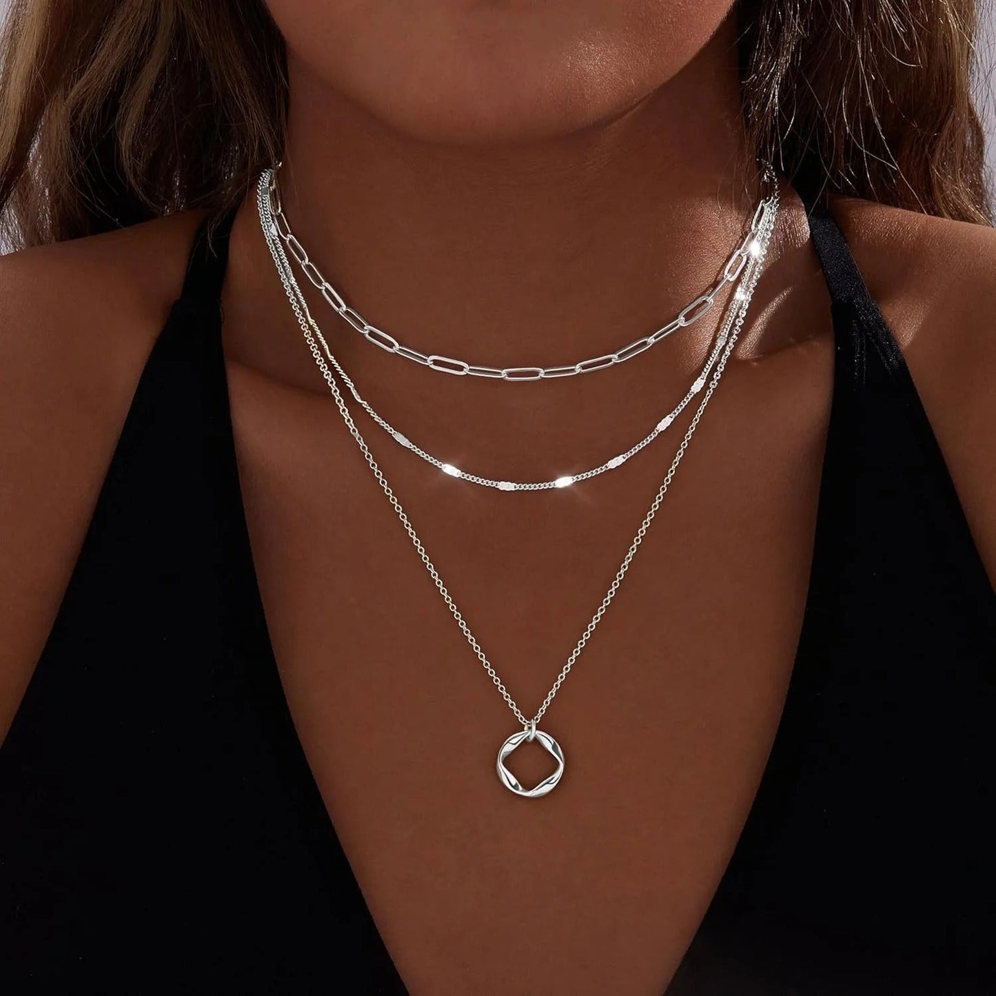 3pc 14k Geometric Necklace Set