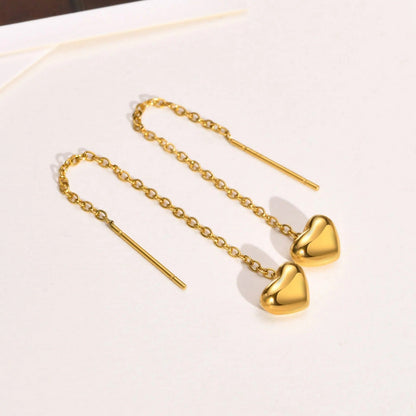 Long Tassel Heart Earrings