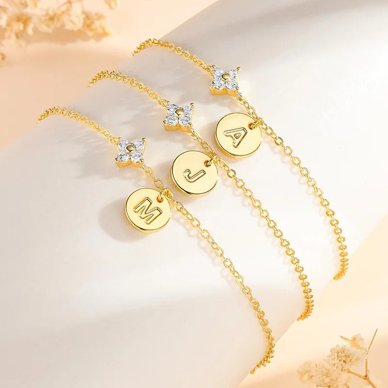 Dainty Initial Gemstone Bracelet