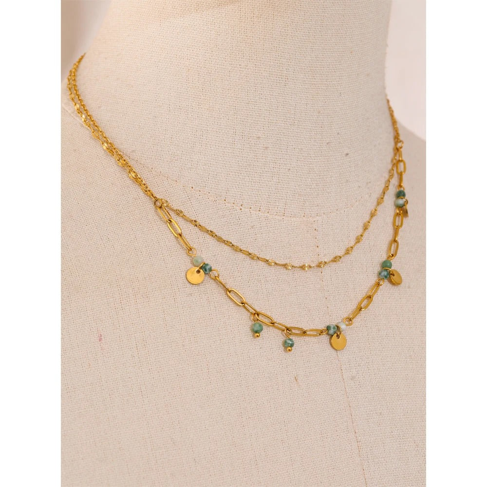 Natural Stone Double Layer Necklace