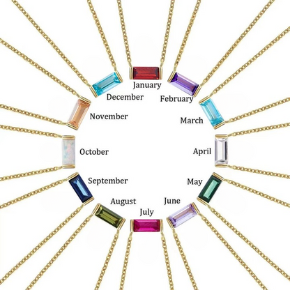 Minimal Baguette Square Birthstone Necklace