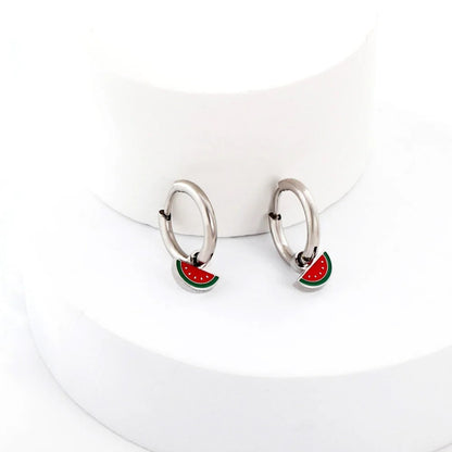 Dainty Watermelon Hoop Earrings