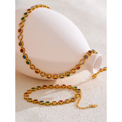 Colorful Circles Necklace and Bracelet Set