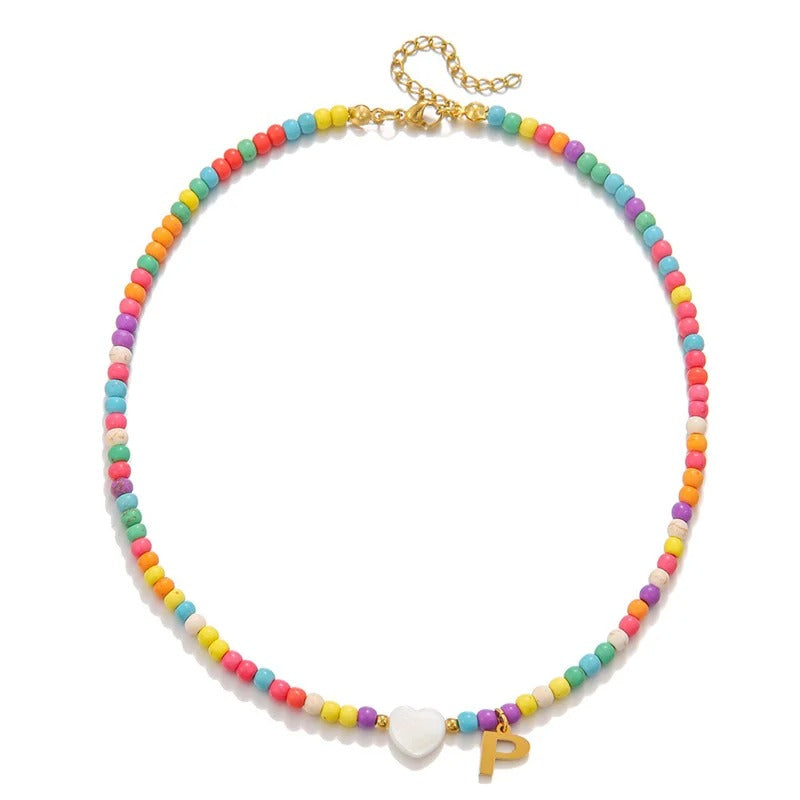 Colorful Initial Heart Necklace
