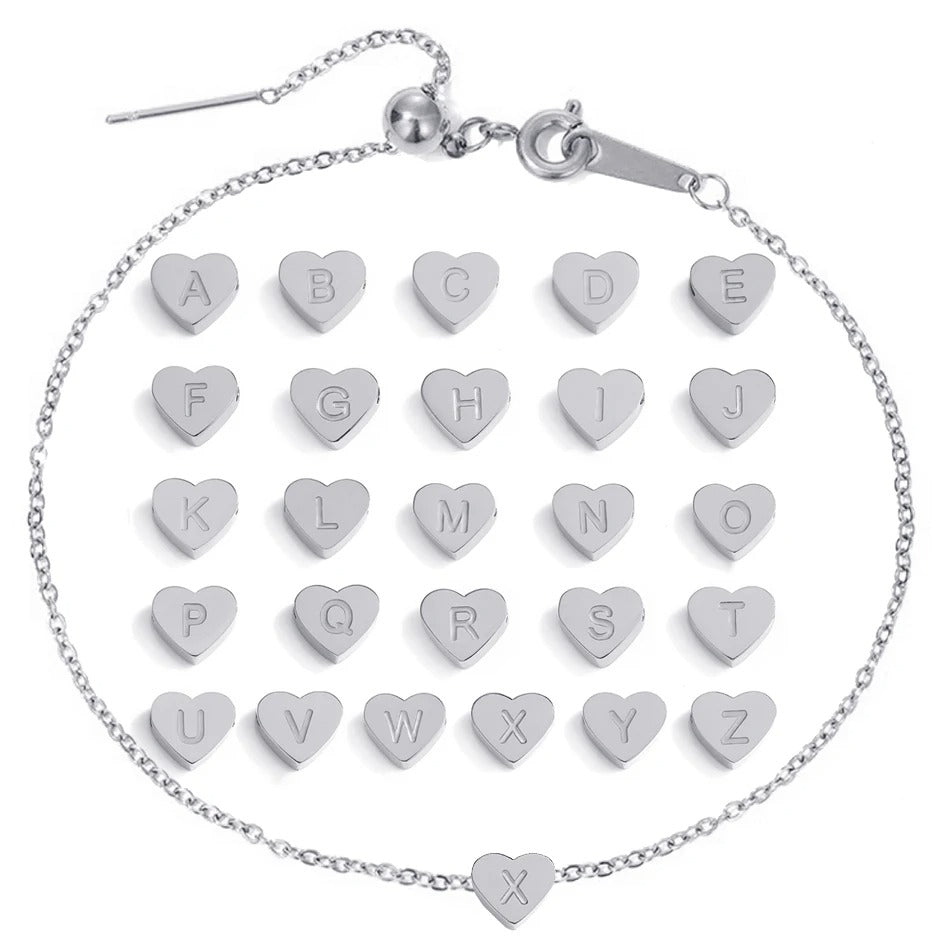 Dainty Initial Heart Bracelet