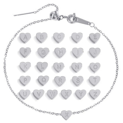 Dainty Initial Heart Bracelet