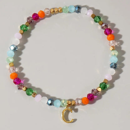 Rainbow Beaded Initial Bracelet