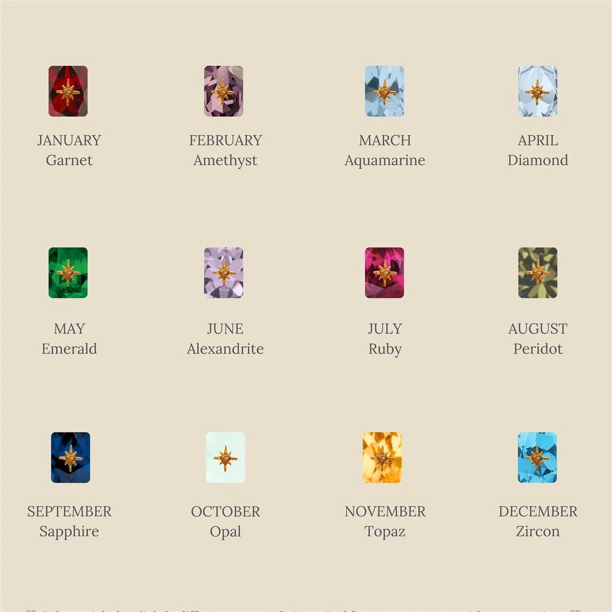 North Star Birthstone Necklace