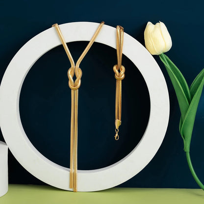 2pc Long Twisted Knot Necklace and Bracelet Set