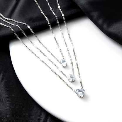 3pc Crystal Love Multilayer Necklace Set