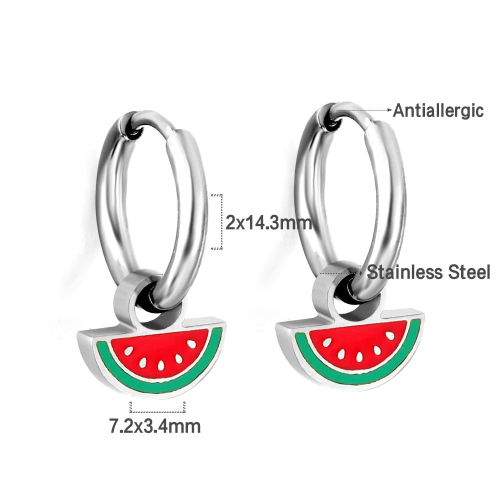 Dainty Watermelon Hoop Earrings