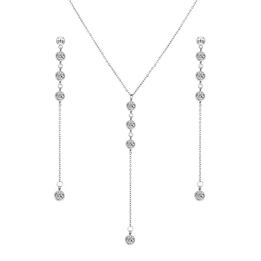 Hanging Crystal Necklace & Earring Set