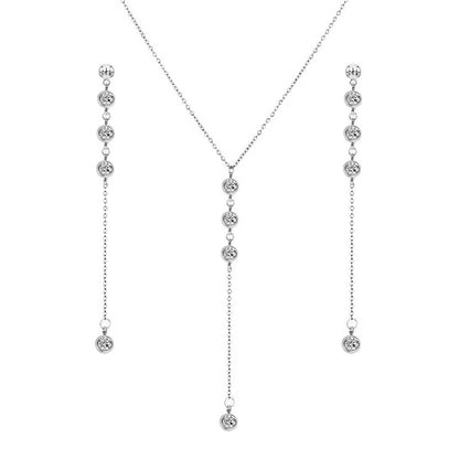 Hanging Crystal Necklace & Earring Set