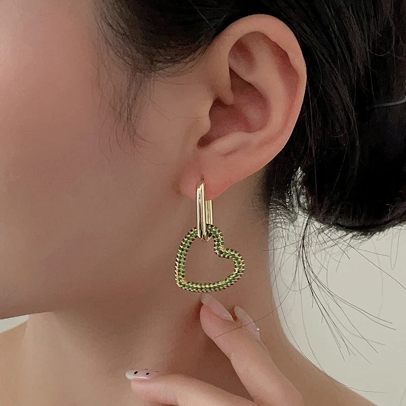 Geometric Hearts Hoop Earrings