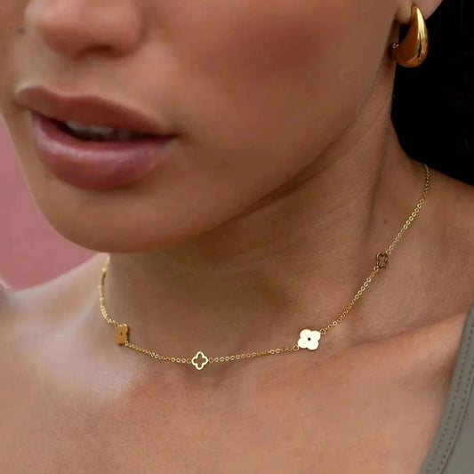 Four Leaf Clover Blossom Necklace