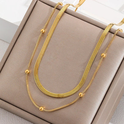 2 Layer Circular Bead Snake Bone Necklace