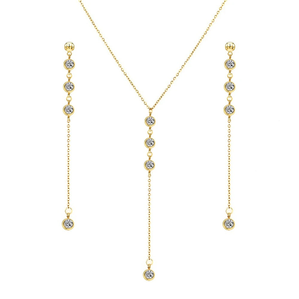 Hanging Crystal Necklace & Earring Set