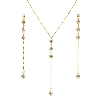 Hanging Crystal Necklace & Earring Set