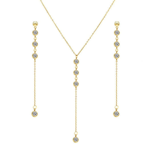 Hanging Crystal Necklace & Earring Set