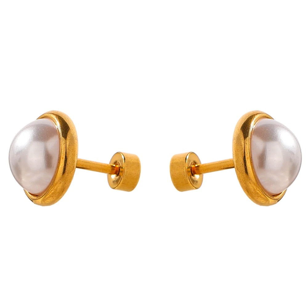 Screw Back Pearl Earrings