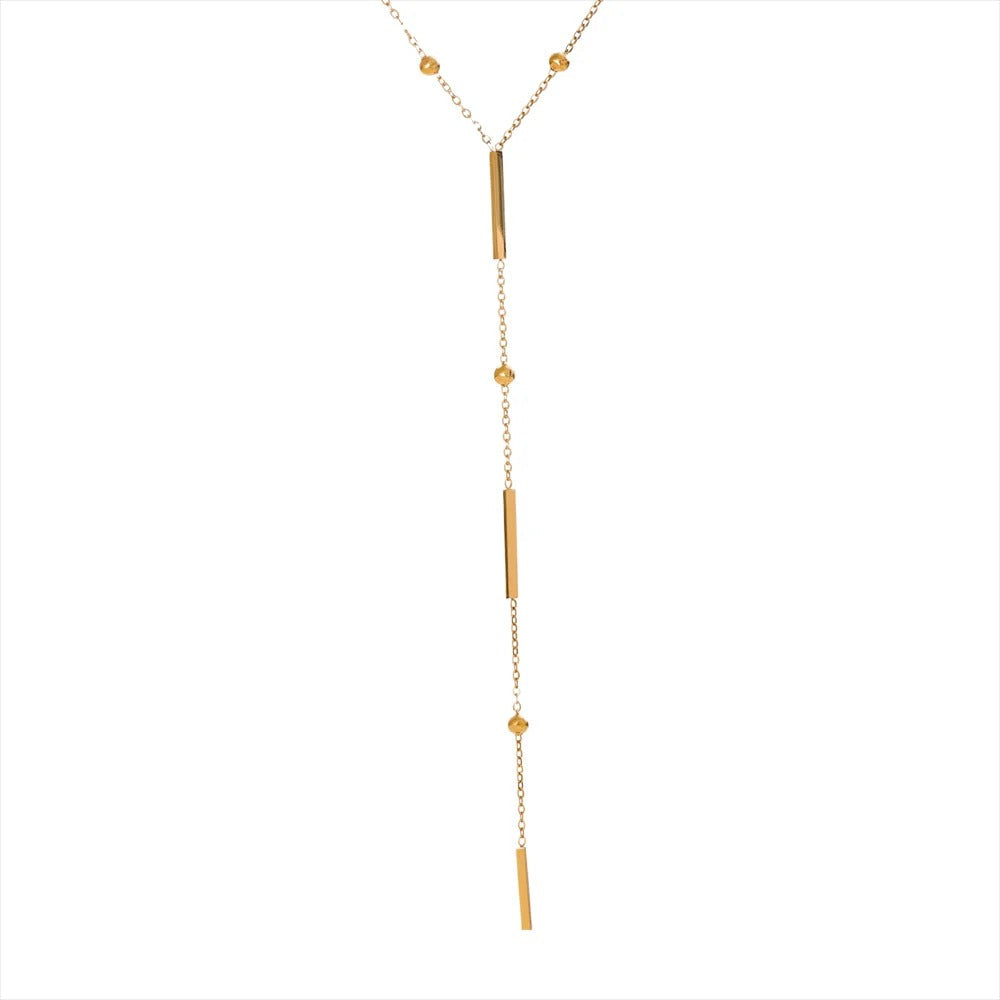 Thin Long Bar Tassel Necklace
