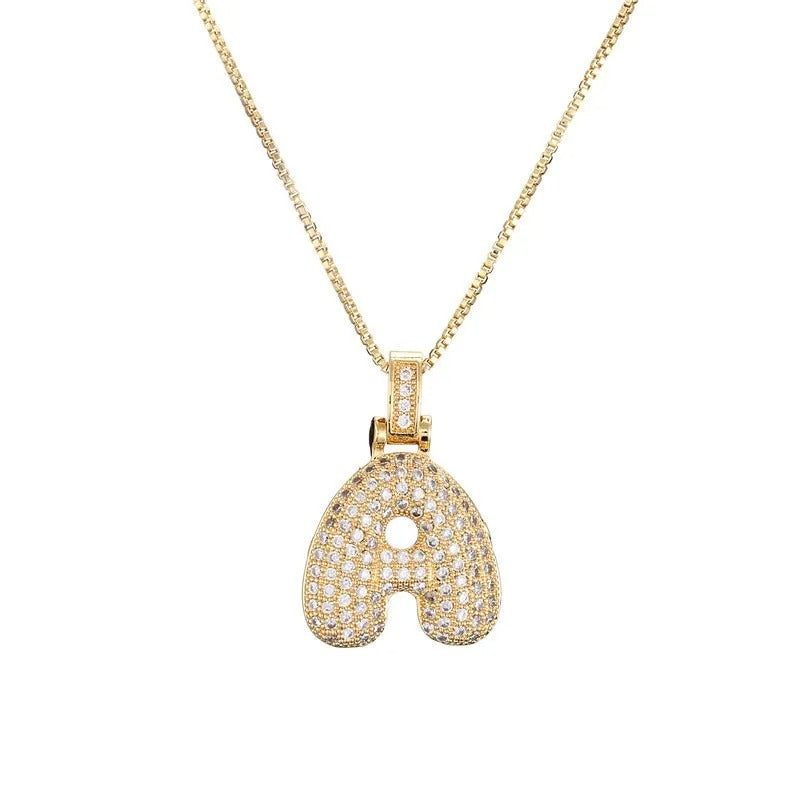 Diamond Bubble Initial Necklace