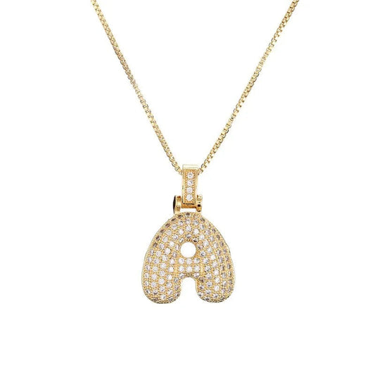 Diamond Bubble Initial Necklace