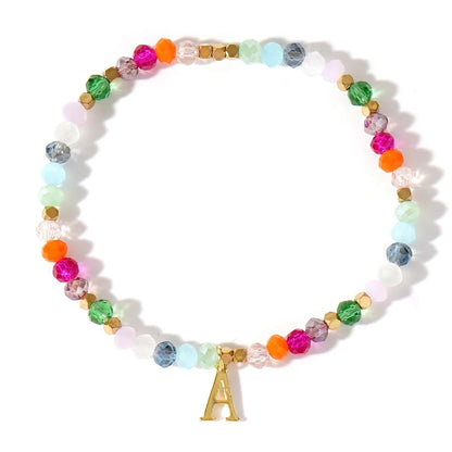 Rainbow Beaded Initial Bracelet