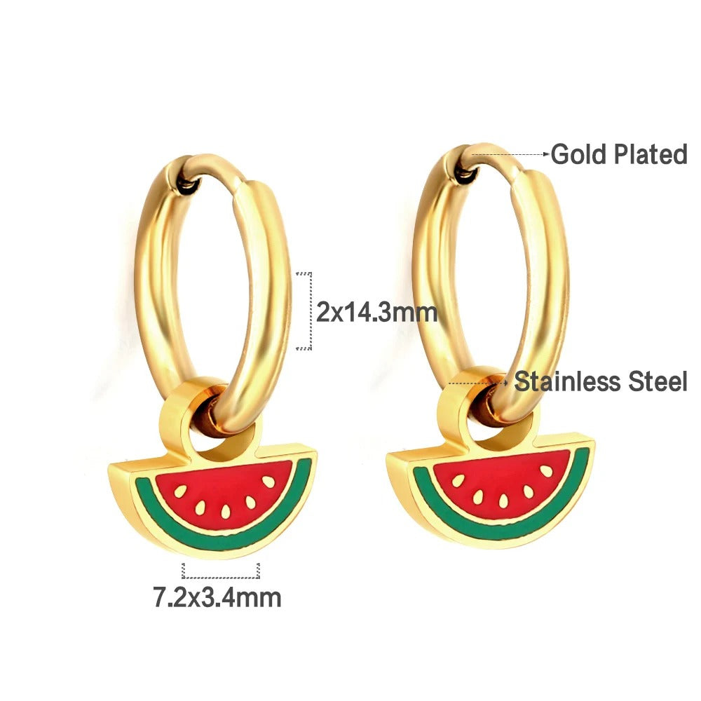Dainty Watermelon Hoop Earrings