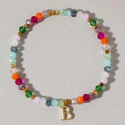 Rainbow Beaded Initial Bracelet