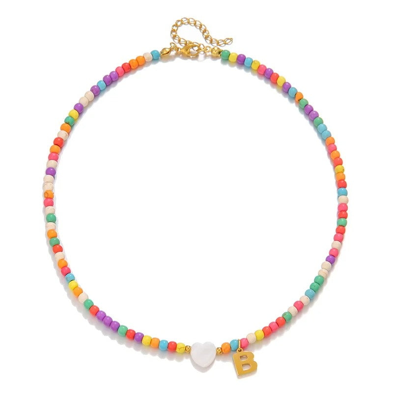 Colorful Initial Heart Necklace