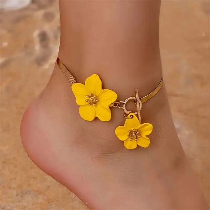 Elegant Twin Flower Anklet