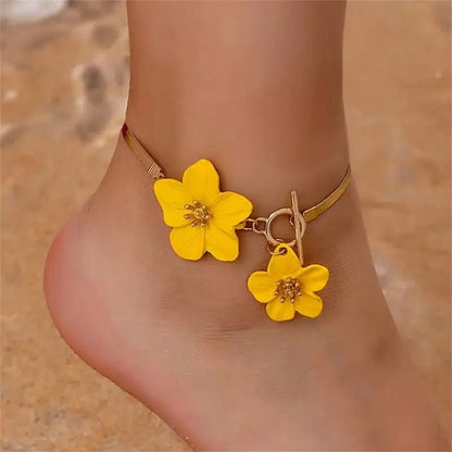 Elegant Twin Flower Anklet