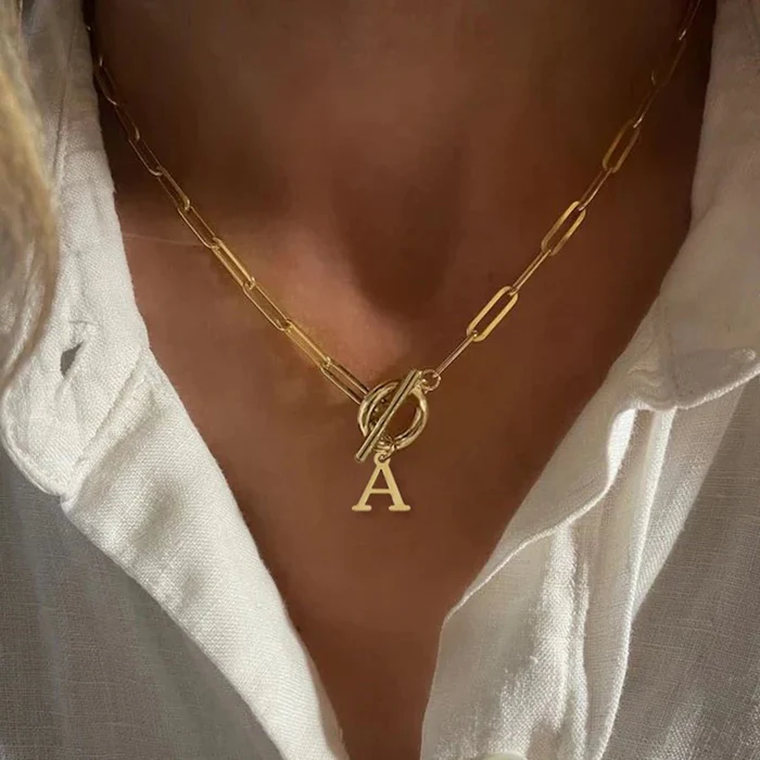 Paperclip Letter Initial Necklace