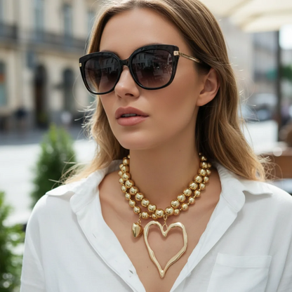 2pc Heart Beaded Necklace Set